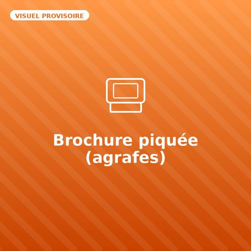 Brochure piquée (agrafes) — visuel provisoire, à remplacer par votre propre photo